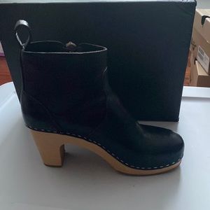 Swedish Hasbeens Heeled l leather clog boot